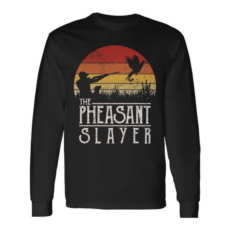 Vintage Sunset Retro Style Pheasant Hunting Pheasant Slayer Long Sleeve T-Shirt