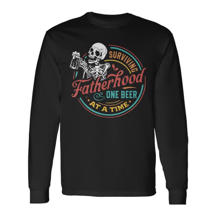 Vintage Surviving Fatherhood One Beer At A Time Long Sleeve T-Shirt