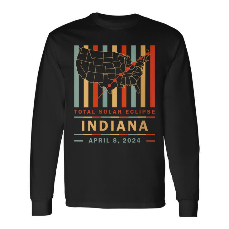 Vintage Total Solar Eclipse 2024 Indiana Long Sleeve T-Shirt