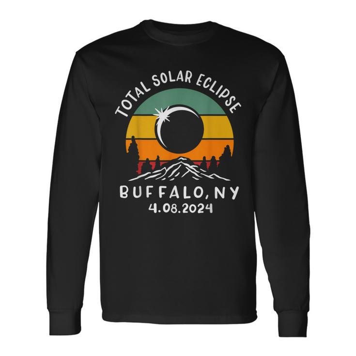 Vintage Total Solar Eclipse Usa Buffalo New York 4082024 Long Sleeve T-Shirt