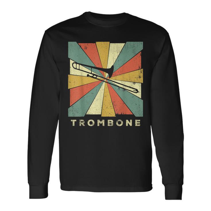 Vintage Trombone Player Music Retro Long Sleeve T-Shirt