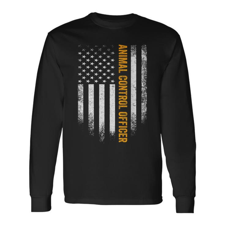 Vintage Usa Animal Control Officer American Flag Patriotic Long Sleeve T-Shirt