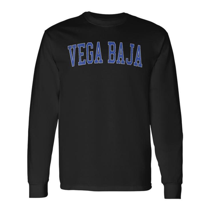 Vintage Vega Baja Pr Distressed Blue Varsity Style Long Sleeve T-Shirt