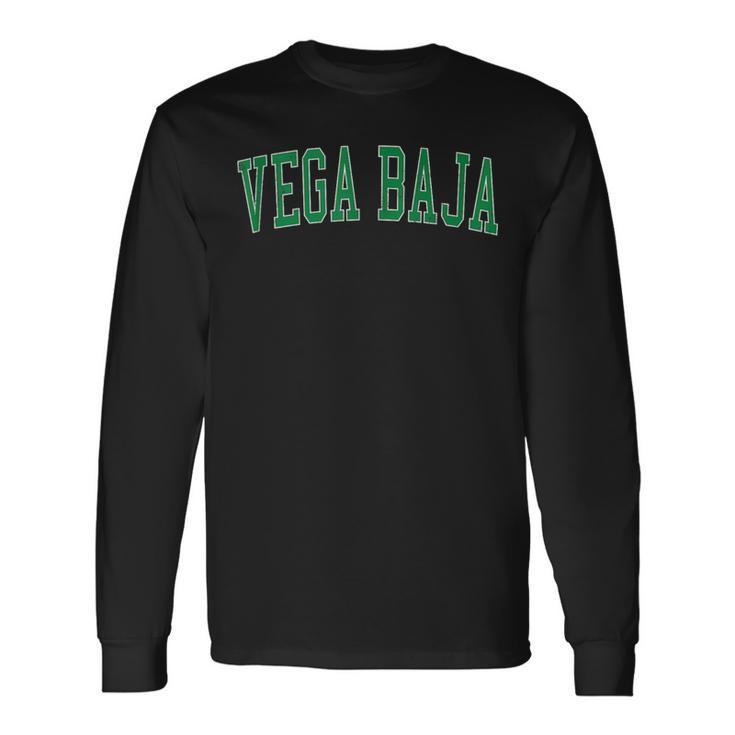 Vintage Vega Baja Pr Distressed Green Varsity Style Long Sleeve T-Shirt