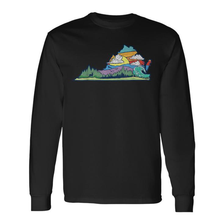 Vintage Virginia Outdoors & Nature Lover Retro 80S Graphic Long Sleeve T-Shirt