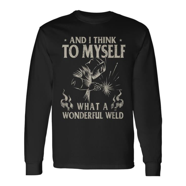 Vintage Welding For Dad Blacksmith Worker On Back Long Sleeve T-Shirt