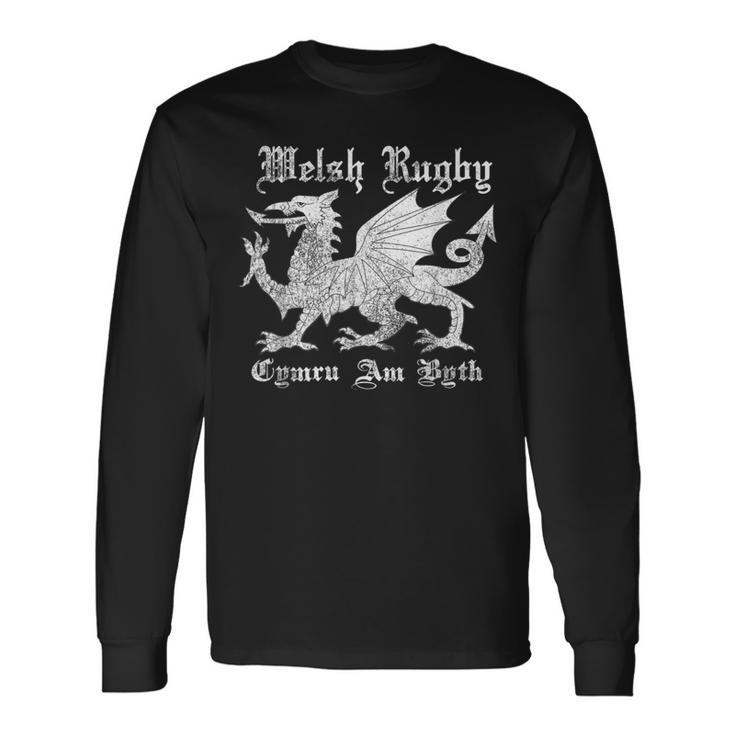 Vintage Welsh Rugby Or Wales Rugby Football Top Long Sleeve T-Shirt Gifts ideas