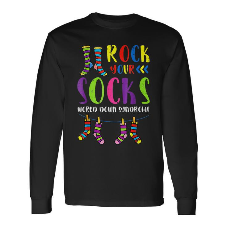Vintage World Down Syndrome Day Rock Your Socks Awareness Long Sleeve T-Shirt