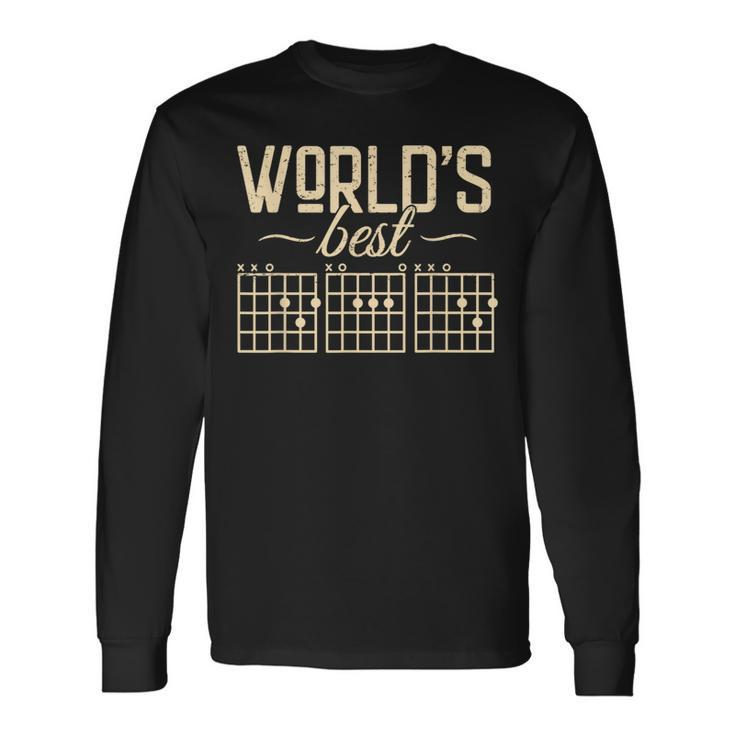 Vintage World's Best Guitar Dad Ever Chords Fathers Day Long Sleeve T-Shirt Gifts ideas
