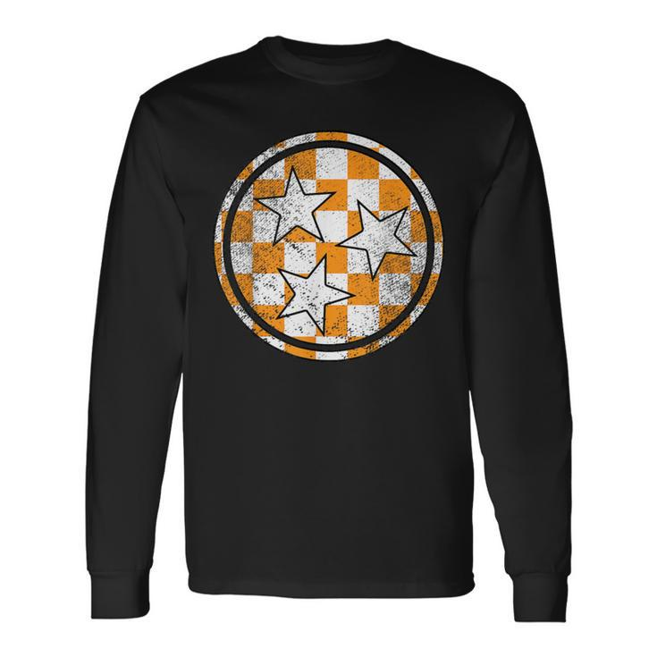 Volunr State Orange And White Checkerboard Tennessee Long Sleeve T-Shirt