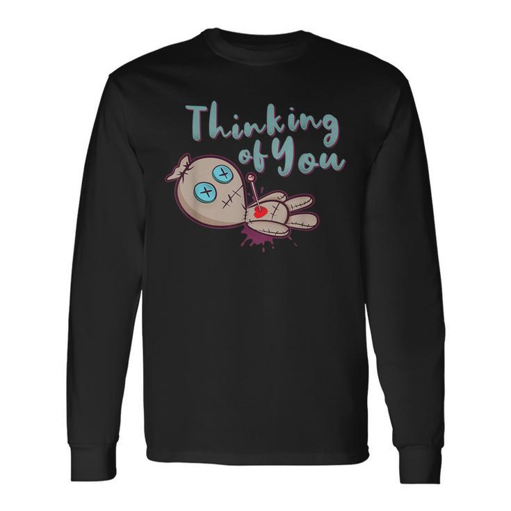 Voodoo Doll Couple Thinking Of You Anti Valentines Day Long Sleeve T-Shirt