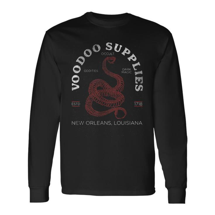 Voodoo Supplies New Orleans Louisiana Creepy Occult Lover Long Sleeve T-Shirt