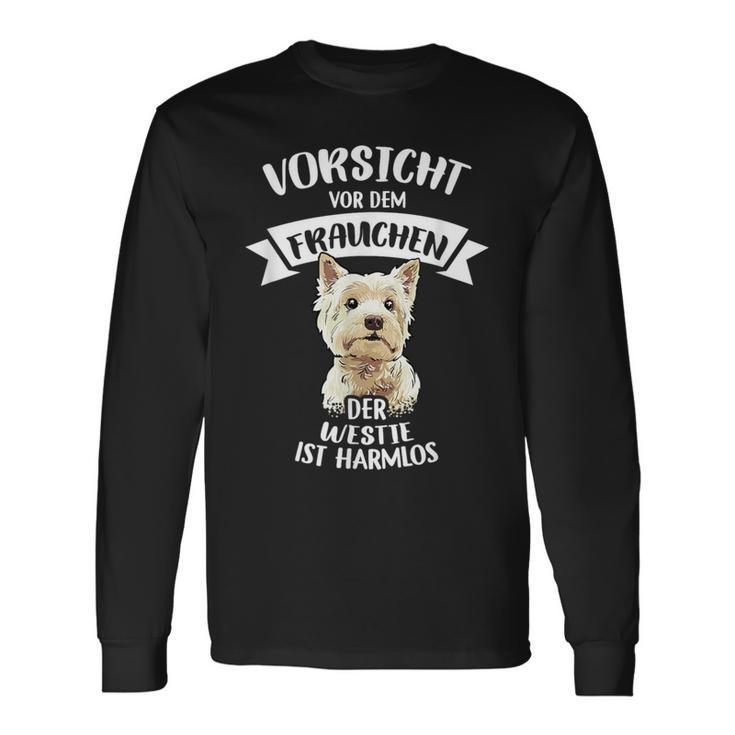 Vorsichtor Dem Frauchen Der Westie Ist Harmlos Gassi Langarmshirts Geschenkideen