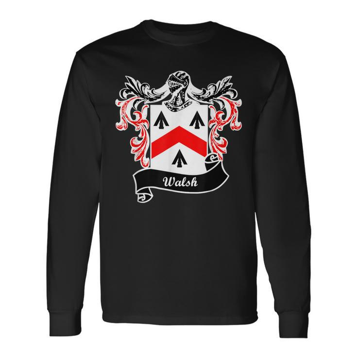 Walsh Coat Of Arms Surname Last Name Family Crest Long Sleeve T-Shirt