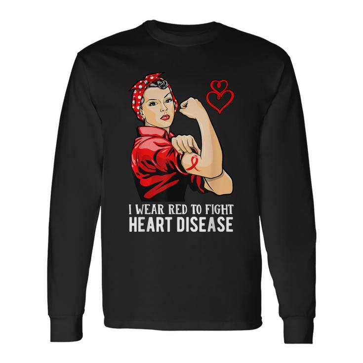 Warrior I Wear Red To Fight Heart Disease Awareness Long Sleeve T-Shirt