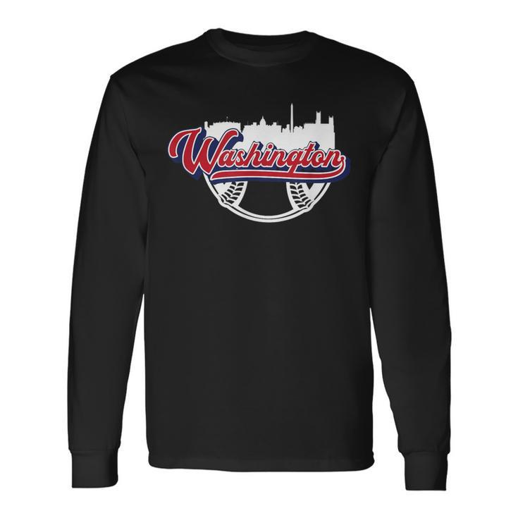 Washington Dc Baseball Downtown City Skyline Fan Long Sleeve T-Shirt