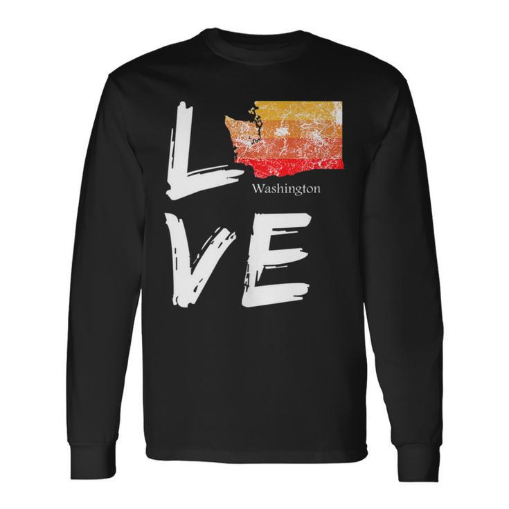 Washington Wa Map Souvenir Love Distressed State Long Sleeve T-Shirt Gifts ideas