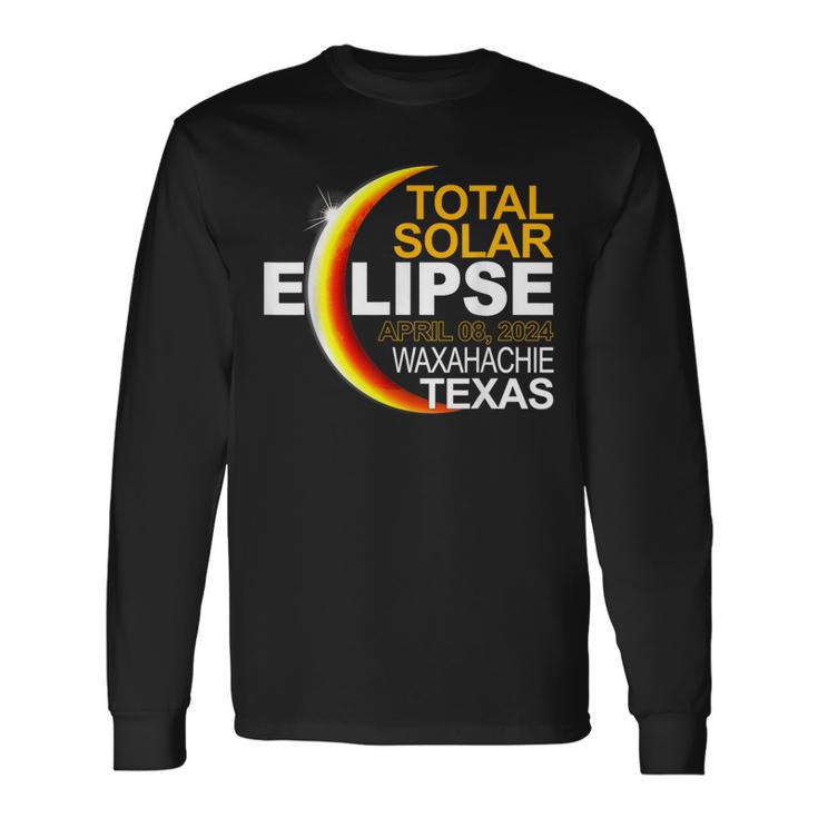 Waxahachie Texas Total Solar Eclipse April 8 2024 Long Sleeve T-Shirt