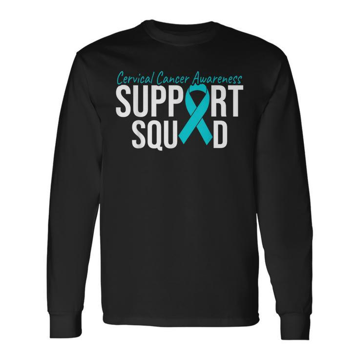 We Wear Teal And White Cervical Cancer Support Squad Long Sleeve T-Shirt