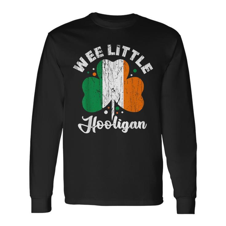 Wee Little Hooligans Irish Clovers Shamrocks Vintage Long Sleeve T-Shirt