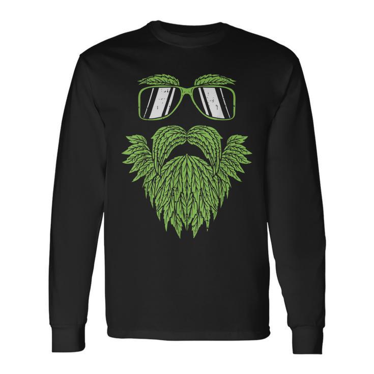 Weed Beard Face Marijuana Cannabis Irish Hipster Long Sleeve T-Shirt