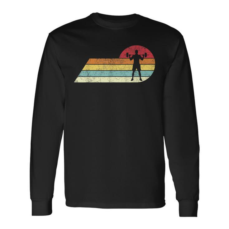 Weightlifting Retro Distressed Style Vintage Gym Long Sleeve T-Shirt