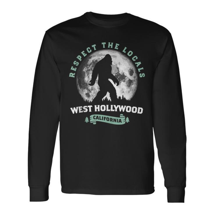 West Hollywood California Bigfoot Night Walk Retro Long Sleeve T-Shirt