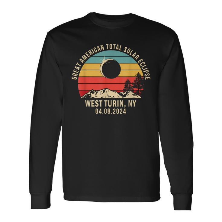 West Turin Ny New York Total Solar Eclipse 2024 Long Sleeve T-Shirt