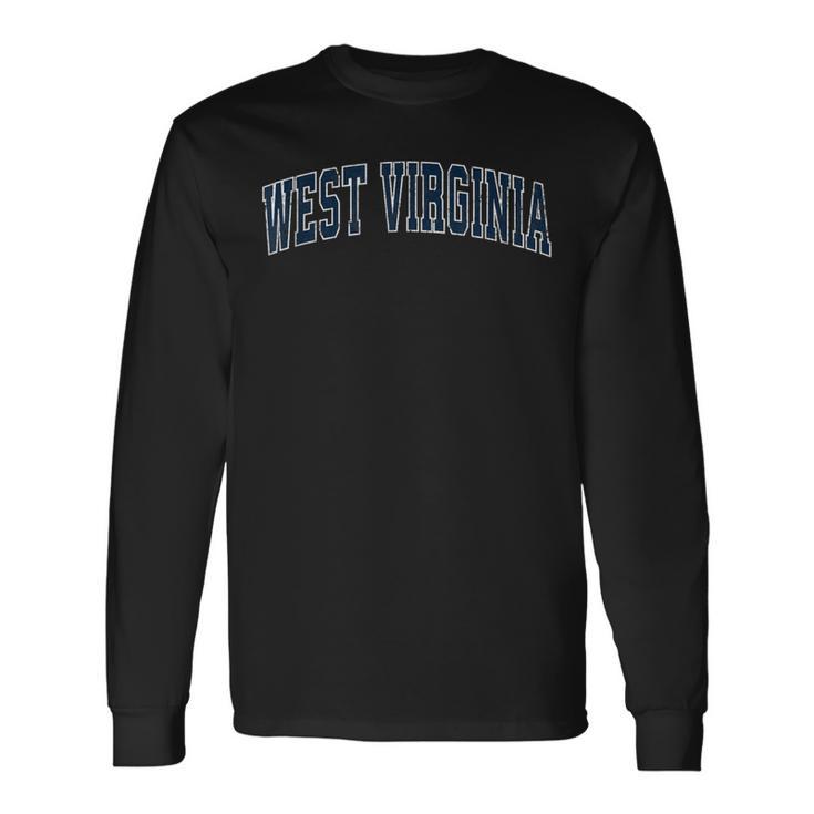 West Virginia Wv Vintage Sports Navy Long Sleeve T-Shirt