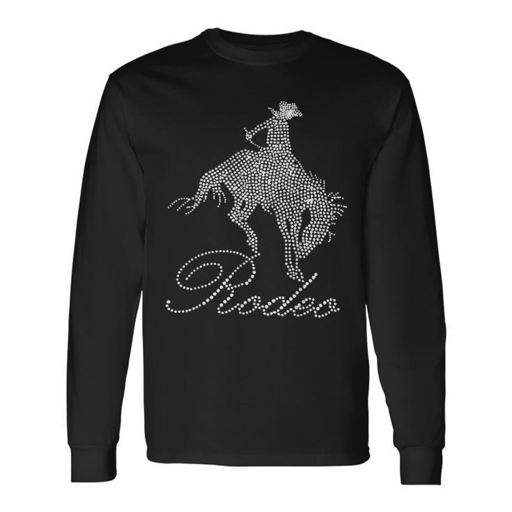 Western Cowgirl Bling Rhinestone Country Cowboy Riding Horse Long Sleeve T-Shirt