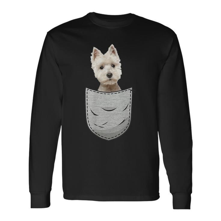 Westie Highland Terrier Pocket For Dog Owner Langarmshirts Geschenkideen