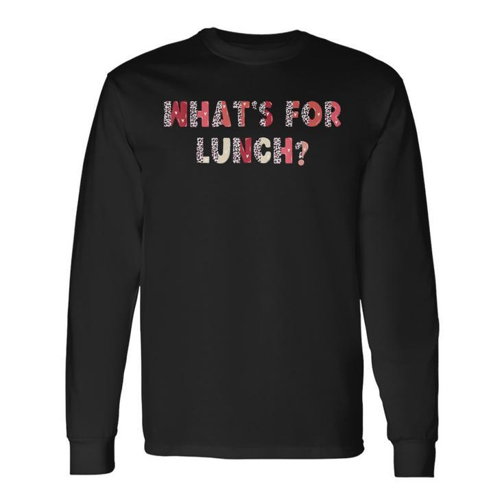 What's For Lunch School Cafeteria Lady Leopard Pink Cute Long Sleeve T-Shirt
