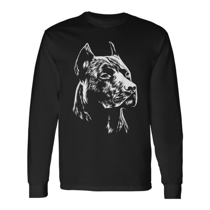 White Portrait American Pitbull Terrier Long Sleeve T-Shirt