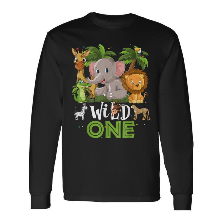 Wild One Birthday 1St Safari Jungle Family Long Sleeve T-Shirt