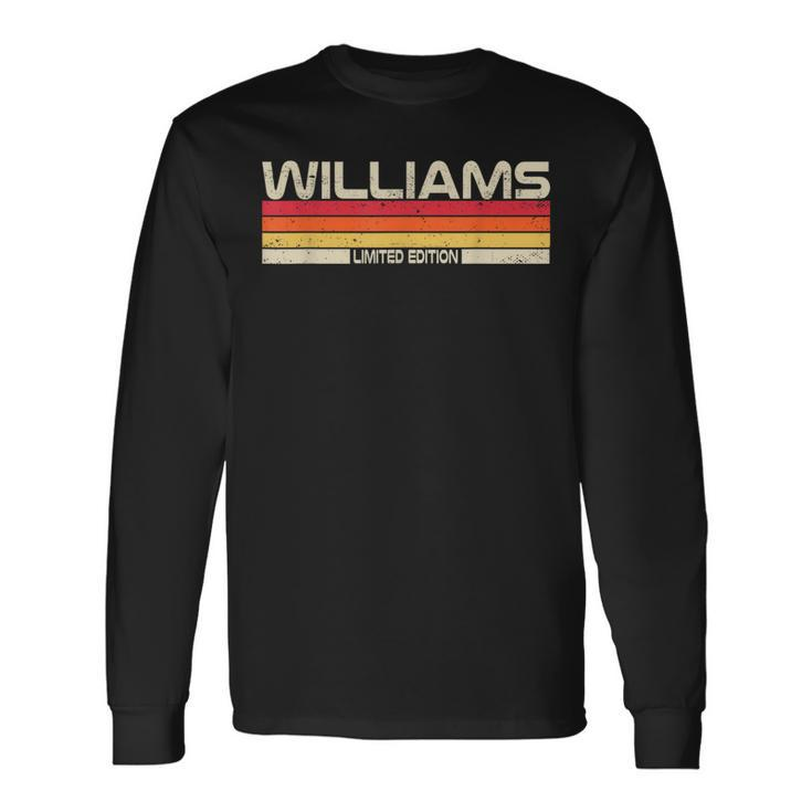 Williams Surname Birthday Family Reunion 80S 90S Sunset Long Sleeve T-Shirt