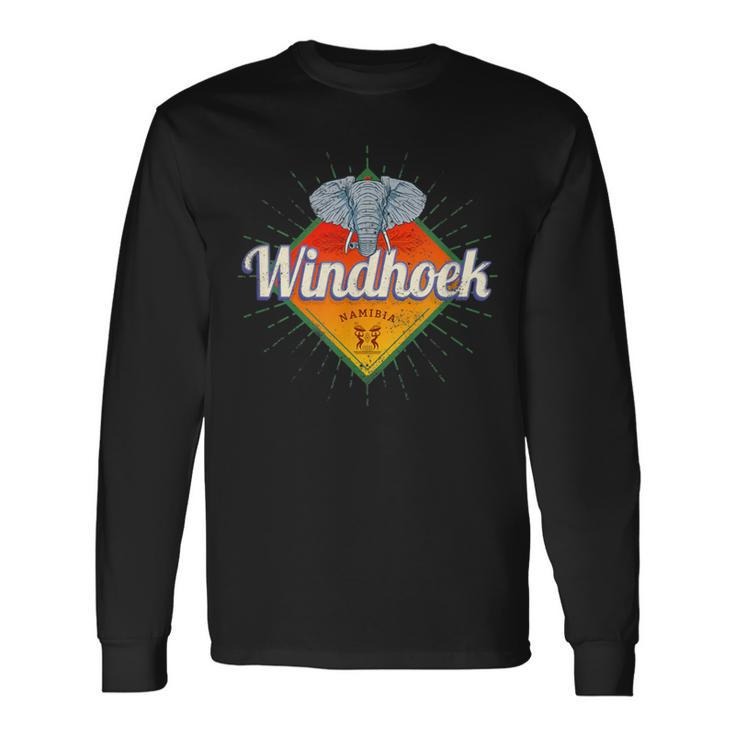 Windhoek Namibia Retro Elefant Vintage Afrika Souvenir Langarmshirts Geschenkideen