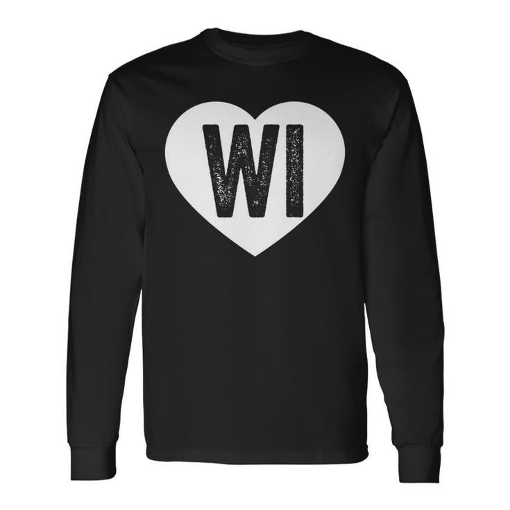 Wisconsin Heart Hometown State Pride Midwest Love Long Sleeve T-Shirt