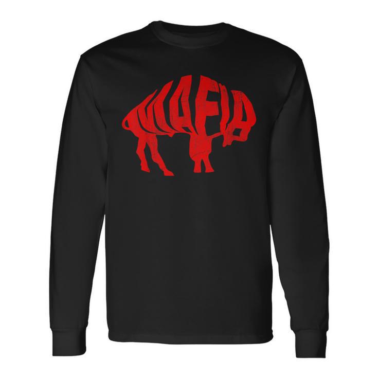 Wny Pride Faded Red Buffalo Long Sleeve T-Shirt