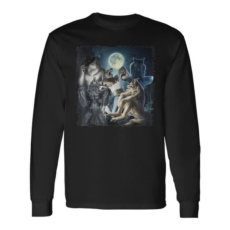 Wolf Ripping Werewolf Alpha Wolf Oddly Meme Long Sleeve T-Shirt