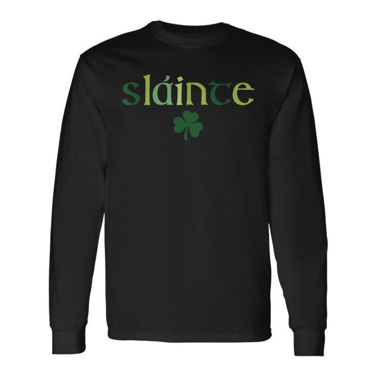 Women's Slainte St Patrick's Day Irish Clover Lucky Vibes Long Sleeve T-Shirt Gifts ideas
