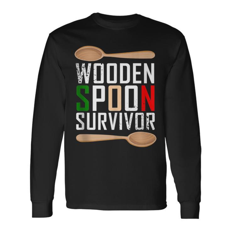 Wooden Spoon Survivor Native Italian Joke Long Sleeve T-Shirt