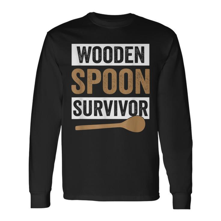 Wooden Spoon Survivor Vintage Humor Discipline Quote Long Sleeve T-Shirt