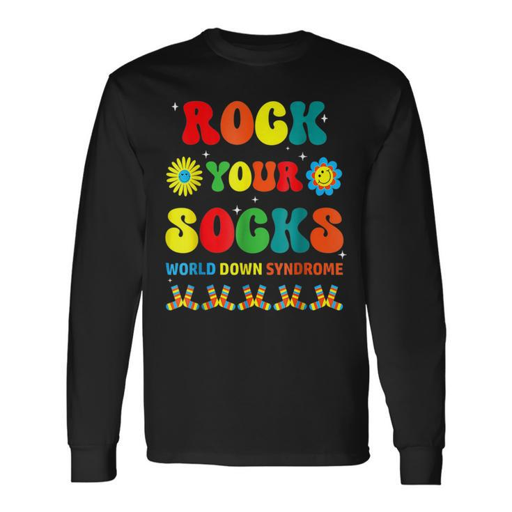 World Down Syndrome Awareness Day Rock Your Socks Groovy Long Sleeve T-Shirt