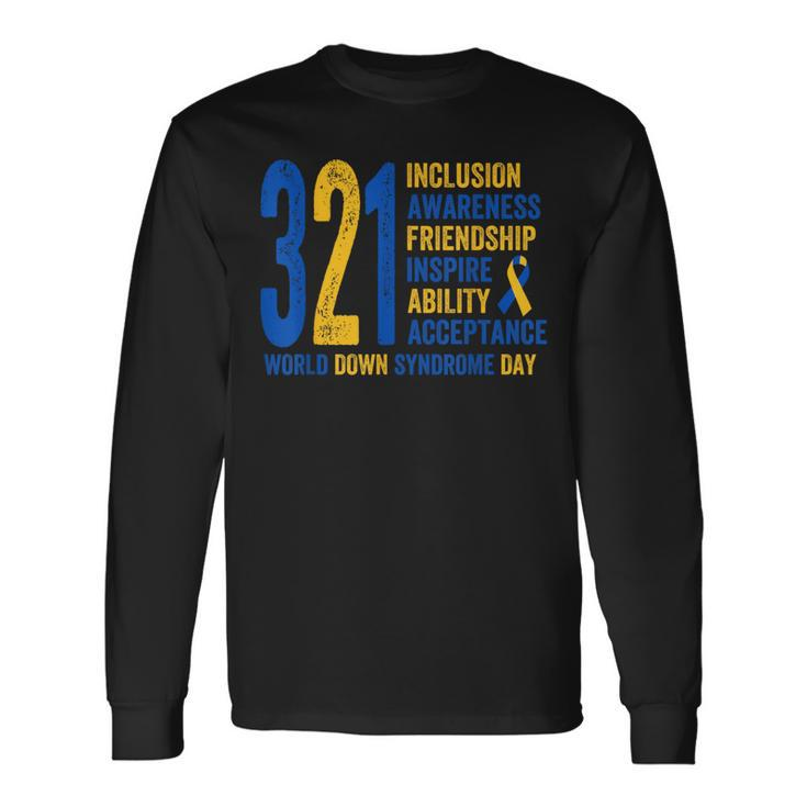 World Down Syndrome Day 321 Inspire And Awareness Ribbon Long Sleeve T-Shirt Gifts ideas