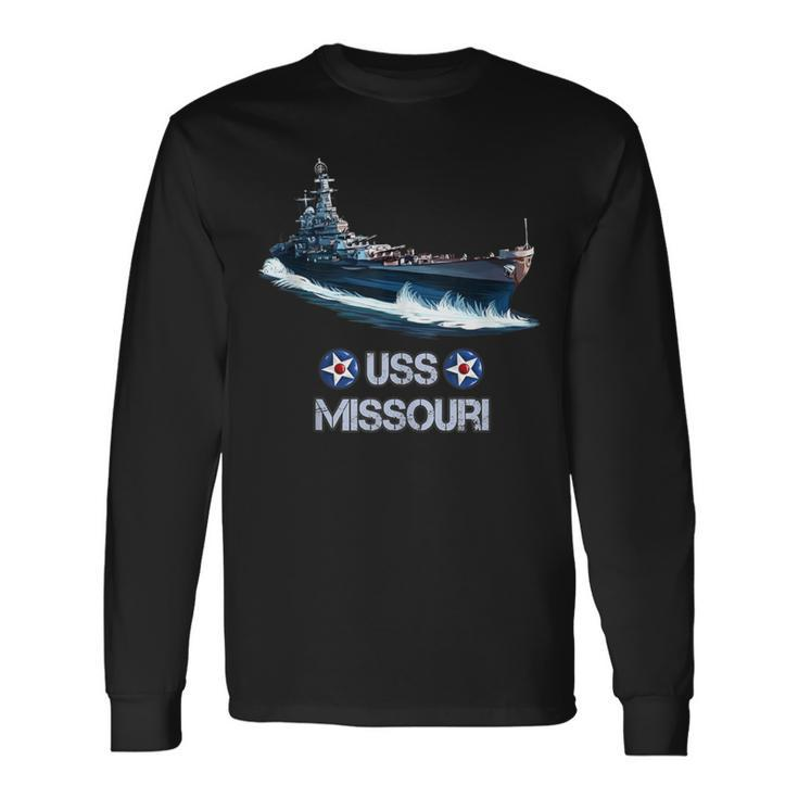 World War 2 United States Navy Uss Missouri Battleship Long Sleeve T-Shirt