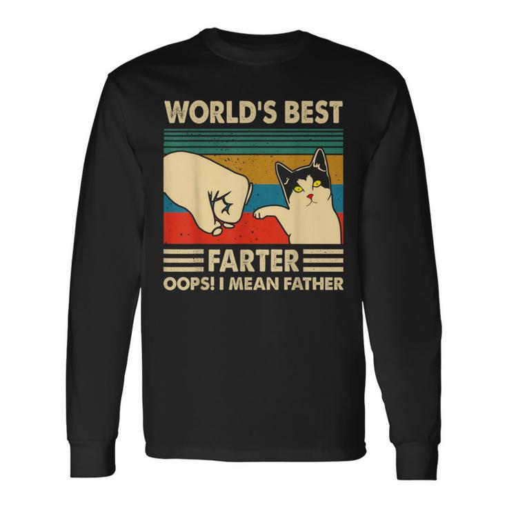Worlds Best Farter I Mean Father Fathers Day Cat Dad Long Sleeve T-Shirt