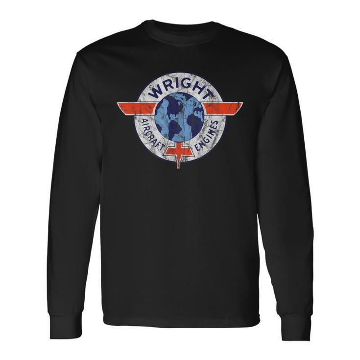 Wright Aircraft Engines Vintage Retro Aviation Long Sleeve T-Shirt