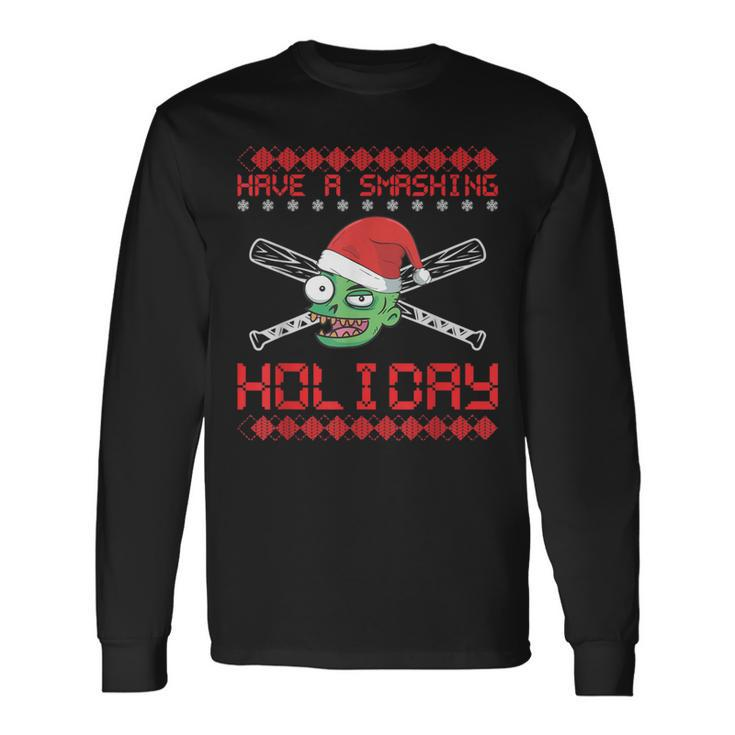 Xmas Ugly Zombie Baseball Chistmas Long Sleeve T-Shirt Gifts ideas