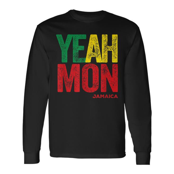Yeah Mon Retro Jamaica Patois Slang Jamaican Souvenir Patwah Long Sleeve T-Shirt