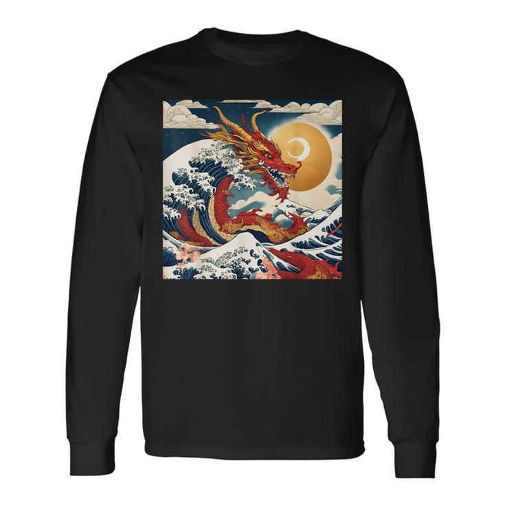 The Year Of The Dragon 2024 Great Wave Chinese New Year Long Sleeve T-Shirt